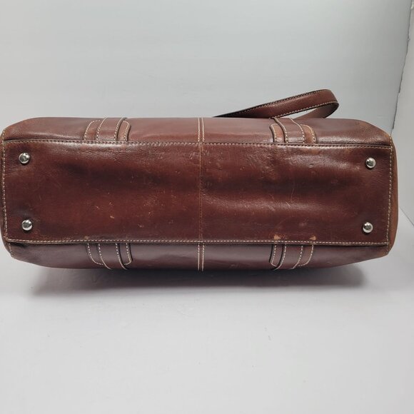 VTG Fossil Executive Women's Brown Leather Tote Shoulder Bag - Picture 6 of 12